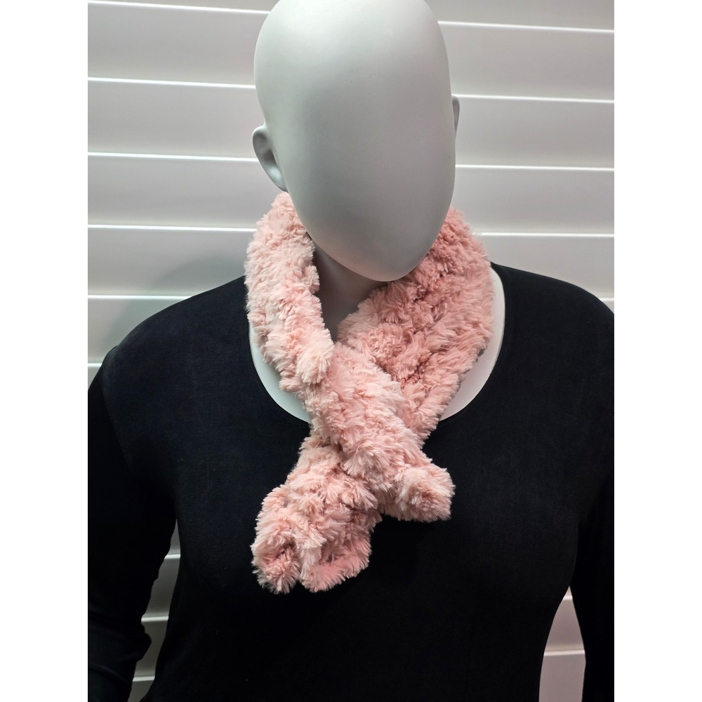 Pink Fuzzy Short Scarf OSFM - Picture 2 of 2